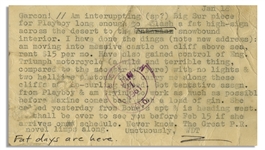 Hunter Thompson Postcard From Big Sur in 1961 -- ...Eng. Triumph motorcycle...with no lights & two hellfire pistons that carry me along these cliffs at lip-curling speed...